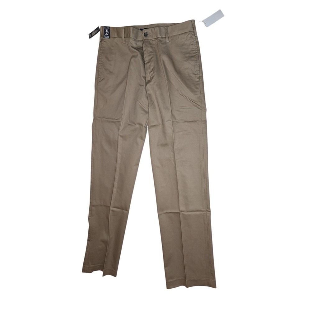 IZOD Chino Pants Mens 31x32 Khaki Madison Slim Leg Flat Front SportFlex Stretch